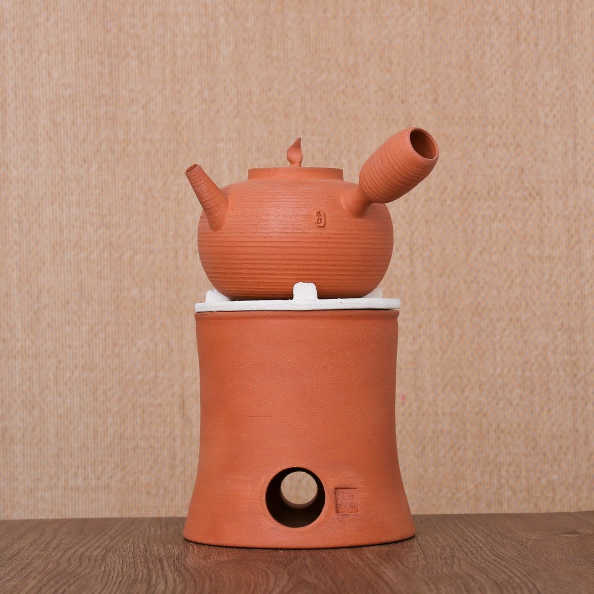 Chaozhou Red Clay Side handle Kettle And Stove - Taishan Tea Club