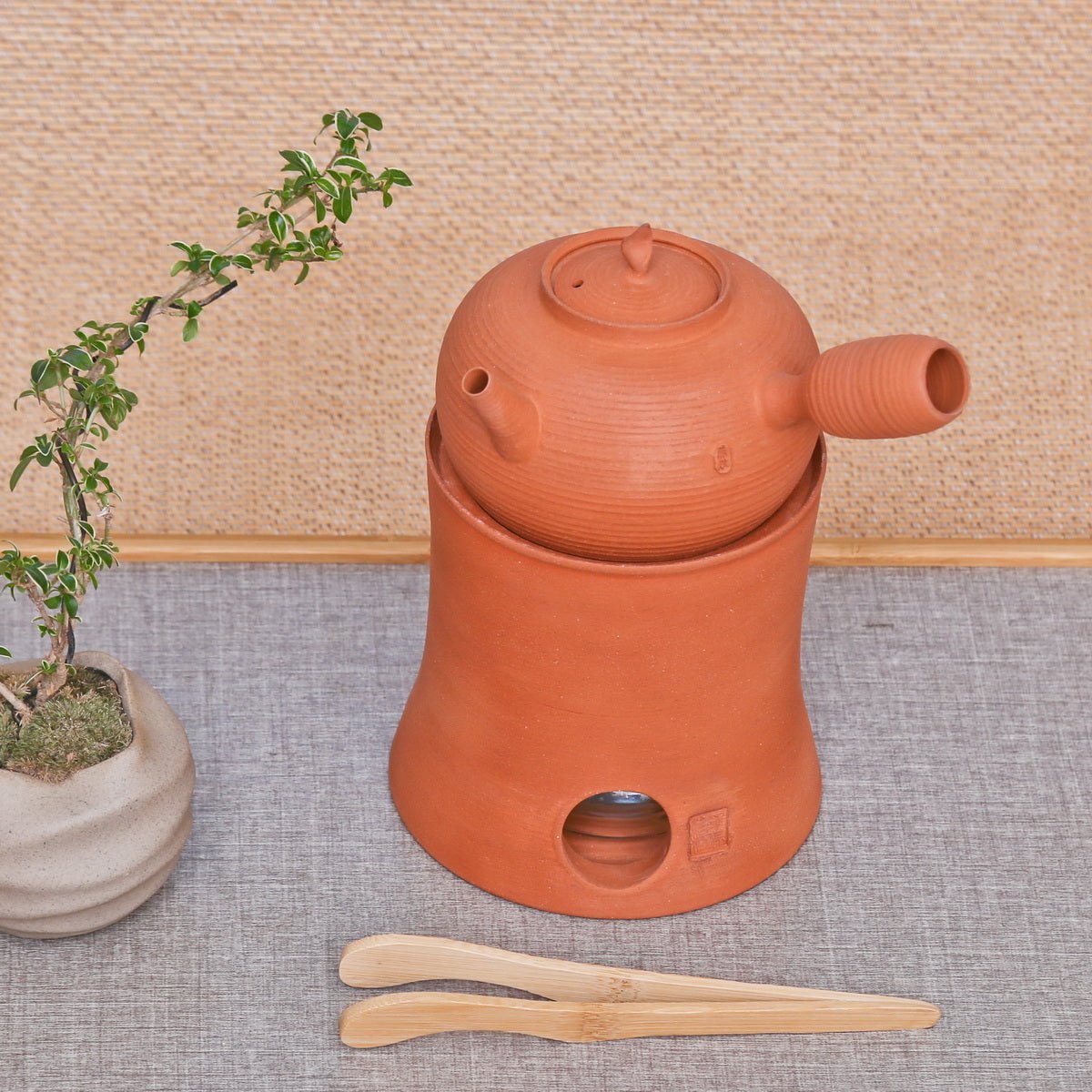 Chaozhou Red Clay Side handle Kettle And Stove - Taishan Tea Club