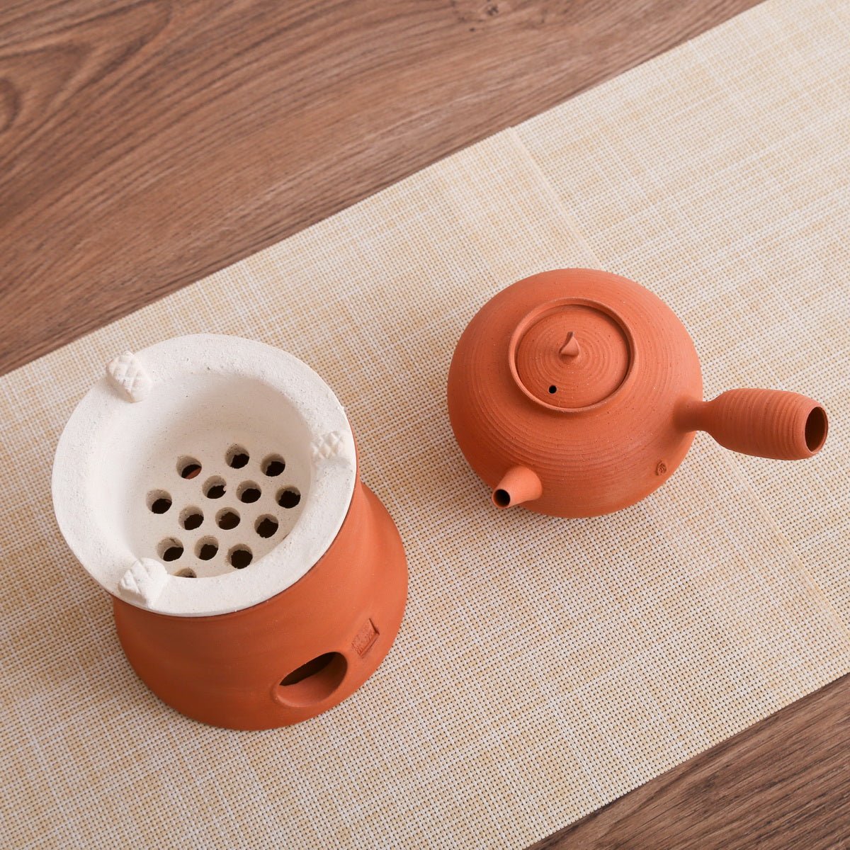 Chaozhou Red Clay Side handle Kettle And Stove - Taishan Tea Club