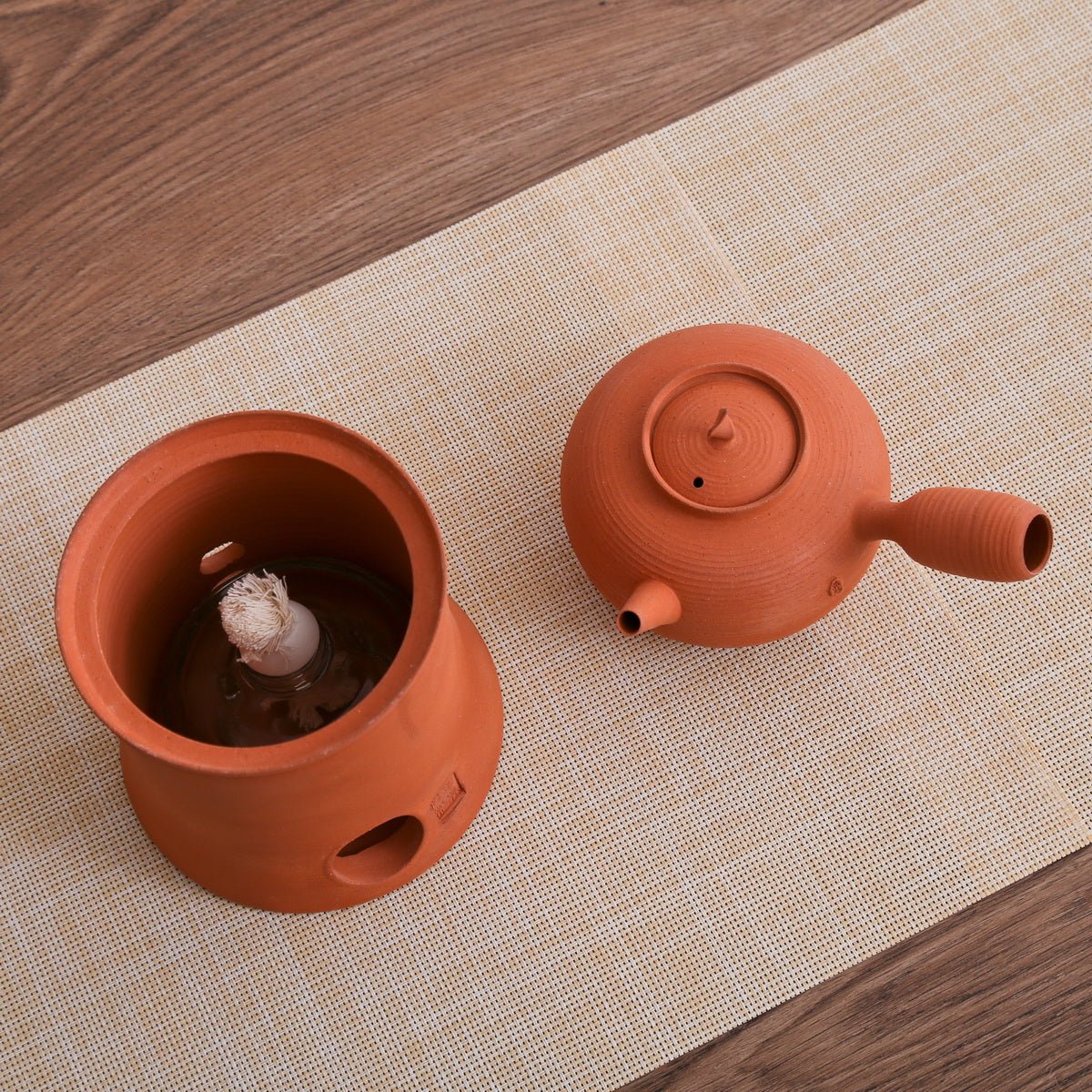 Chaozhou Red Clay Side handle Kettle And Stove - Taishan Tea Club