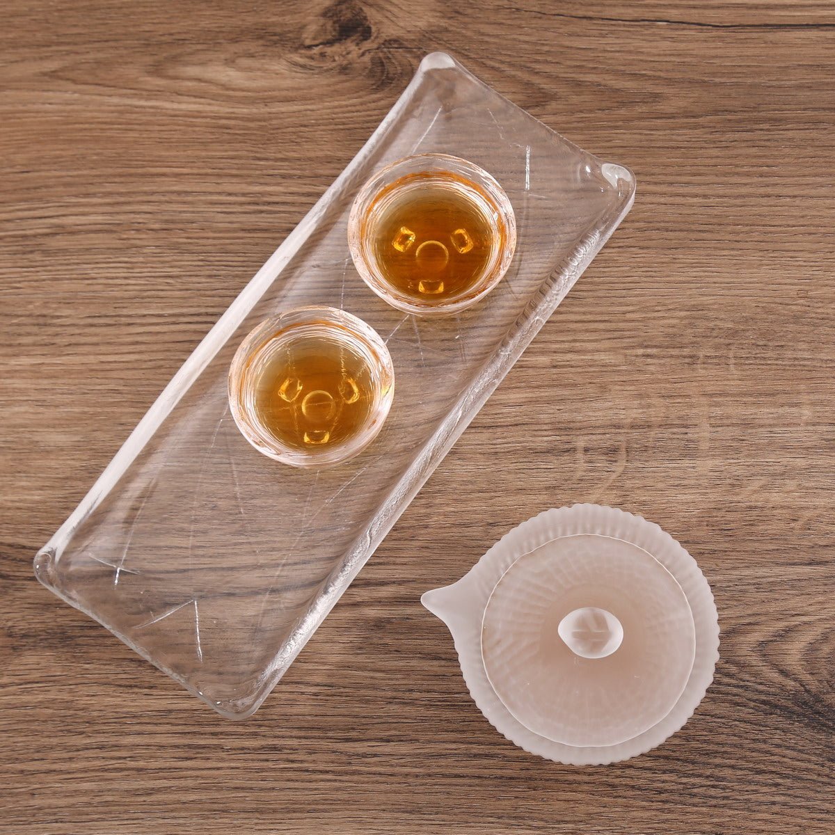 Glass Three Feet Shape 4 Teacups Gift Set - Taishan Tea Club