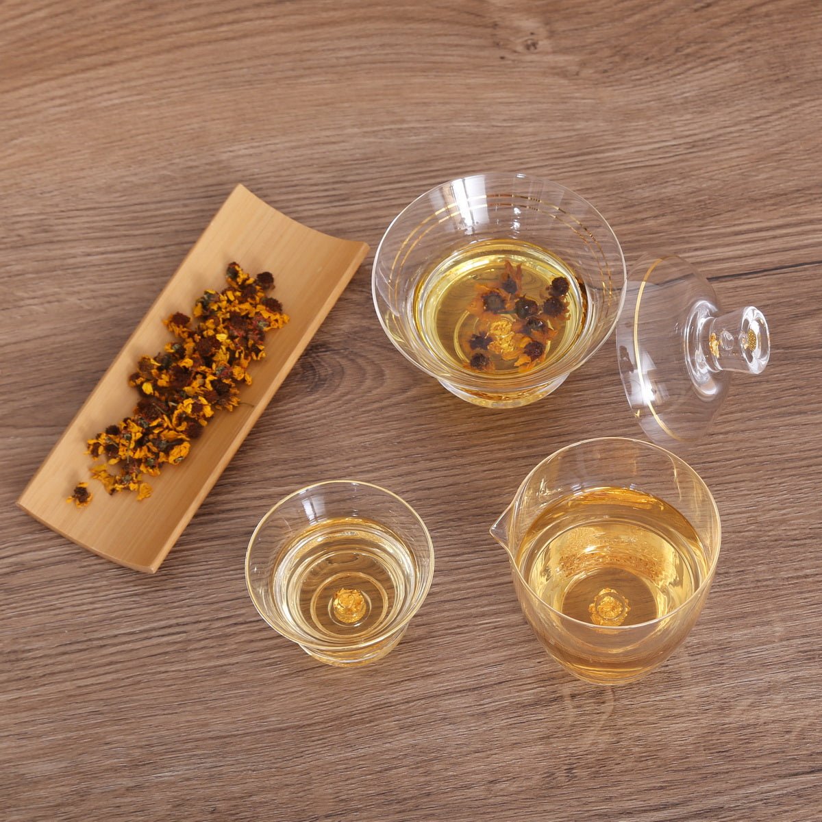 Glassware Gift Tea Set with 24K Gold Foil - Taishan Tea Club