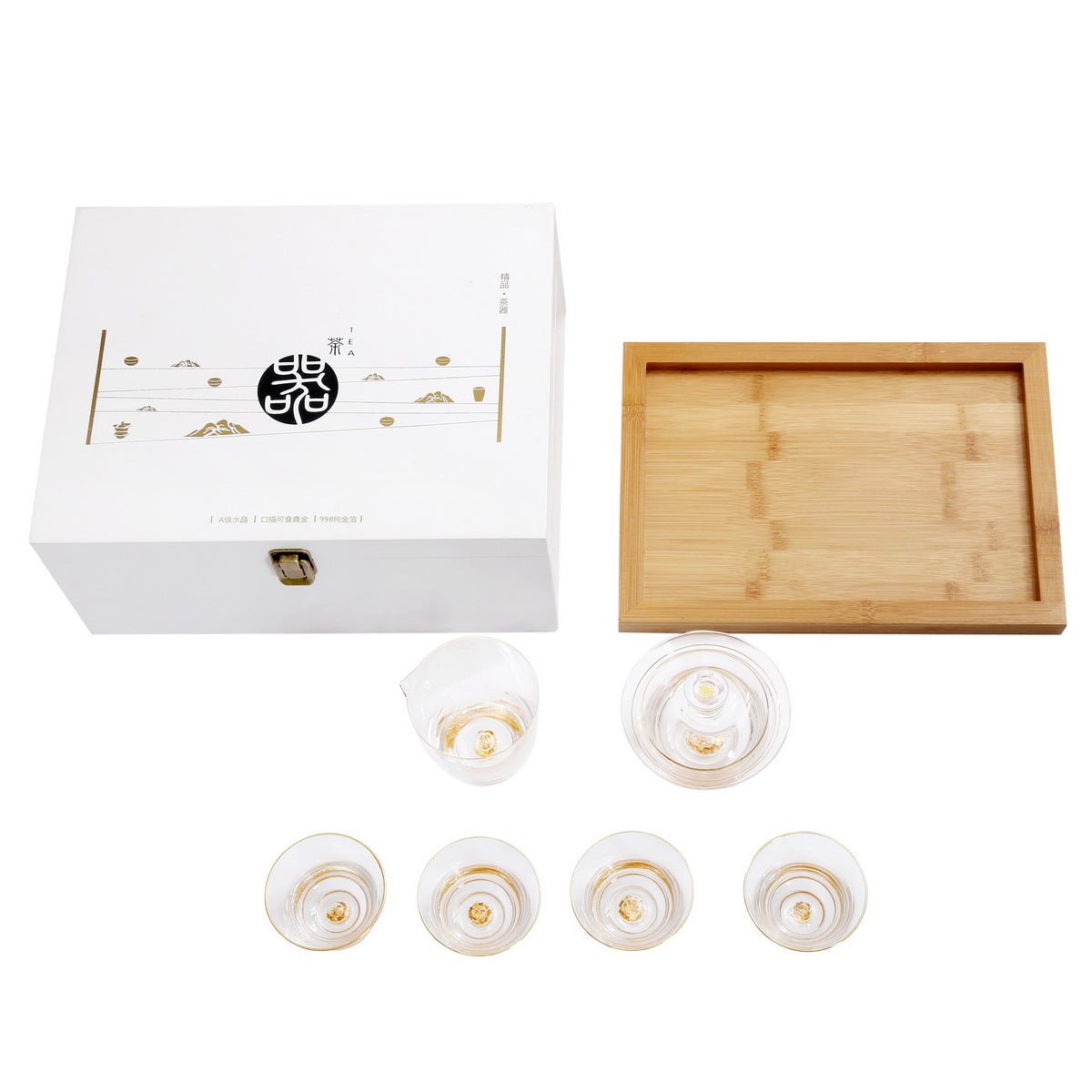 Glassware Gift Tea Set with 24K Gold Foil - Taishan Tea Club