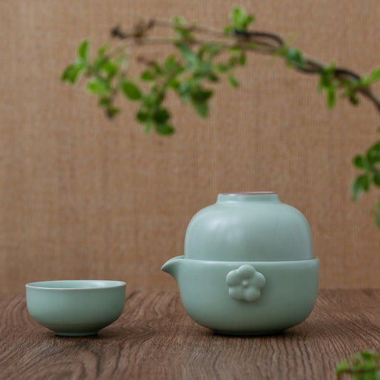 Green Plum Blossom Travel Tea Set(Ru ware/Ge ware) - Taishan Tea Club