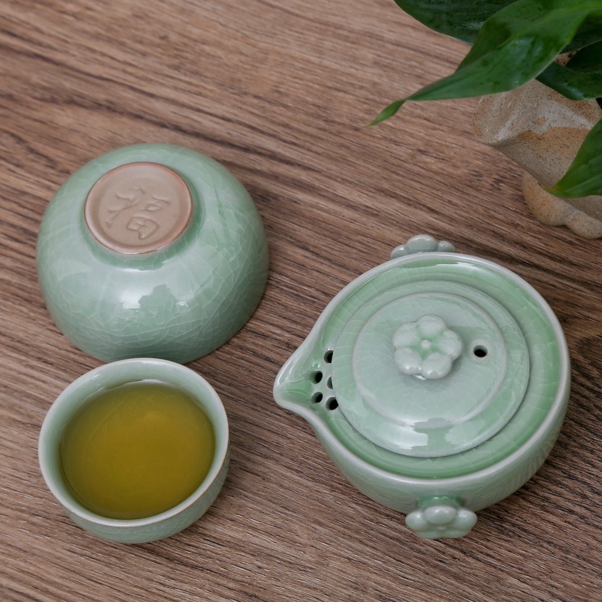 Green Plum Blossom Travel Tea Set(Ru ware/Ge ware) - Taishan Tea Club