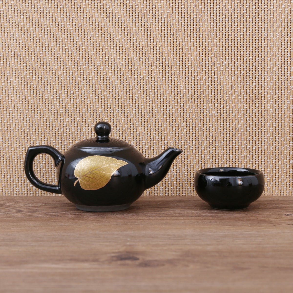 Hand drawn Gold Leaf Black Jian Zhan Porcelain Gift Tea Set - Taishan Tea Club