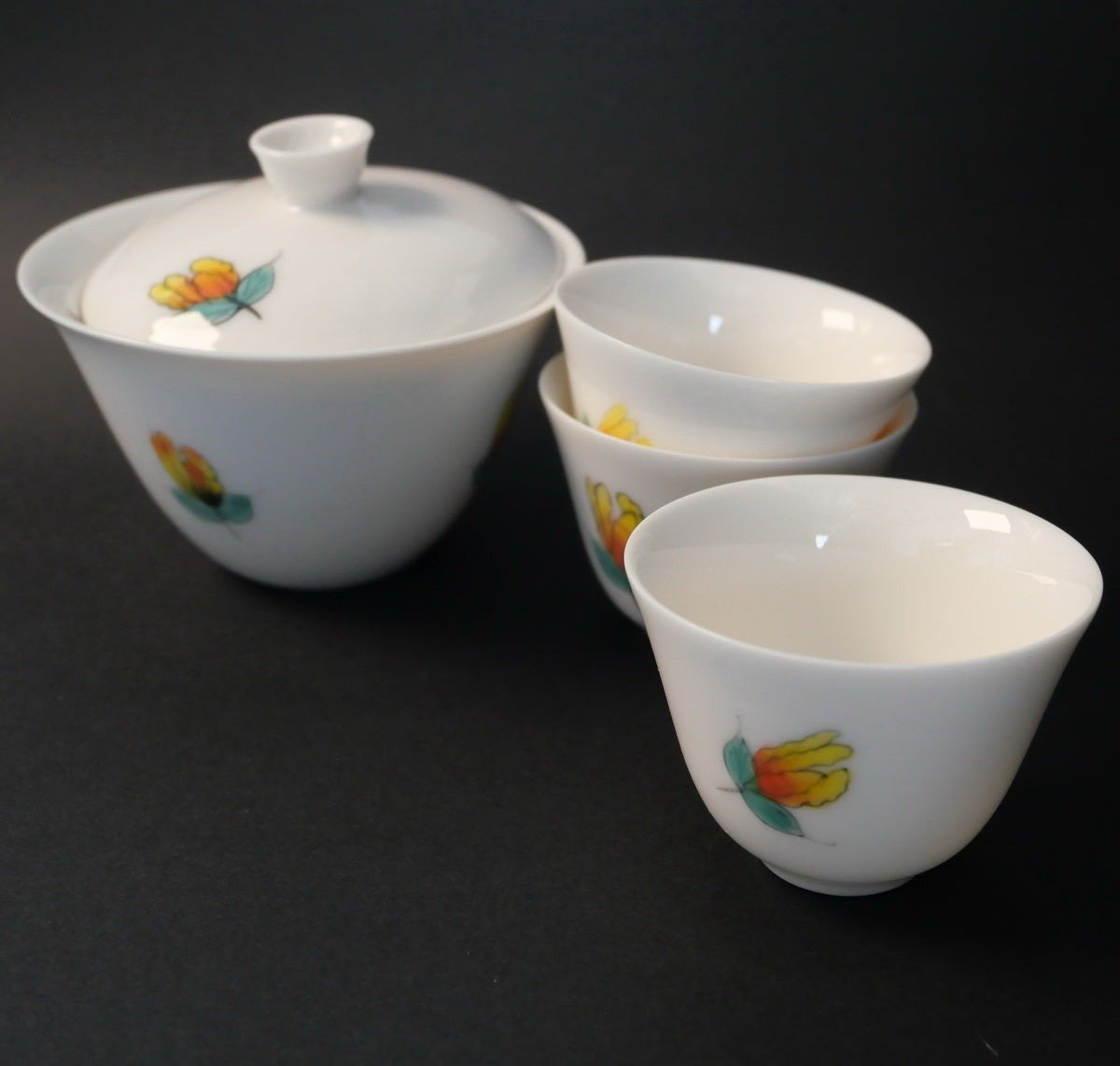 Hand-painted Flower Porcelain Gongfu Tea Set - Taishan Tea Club