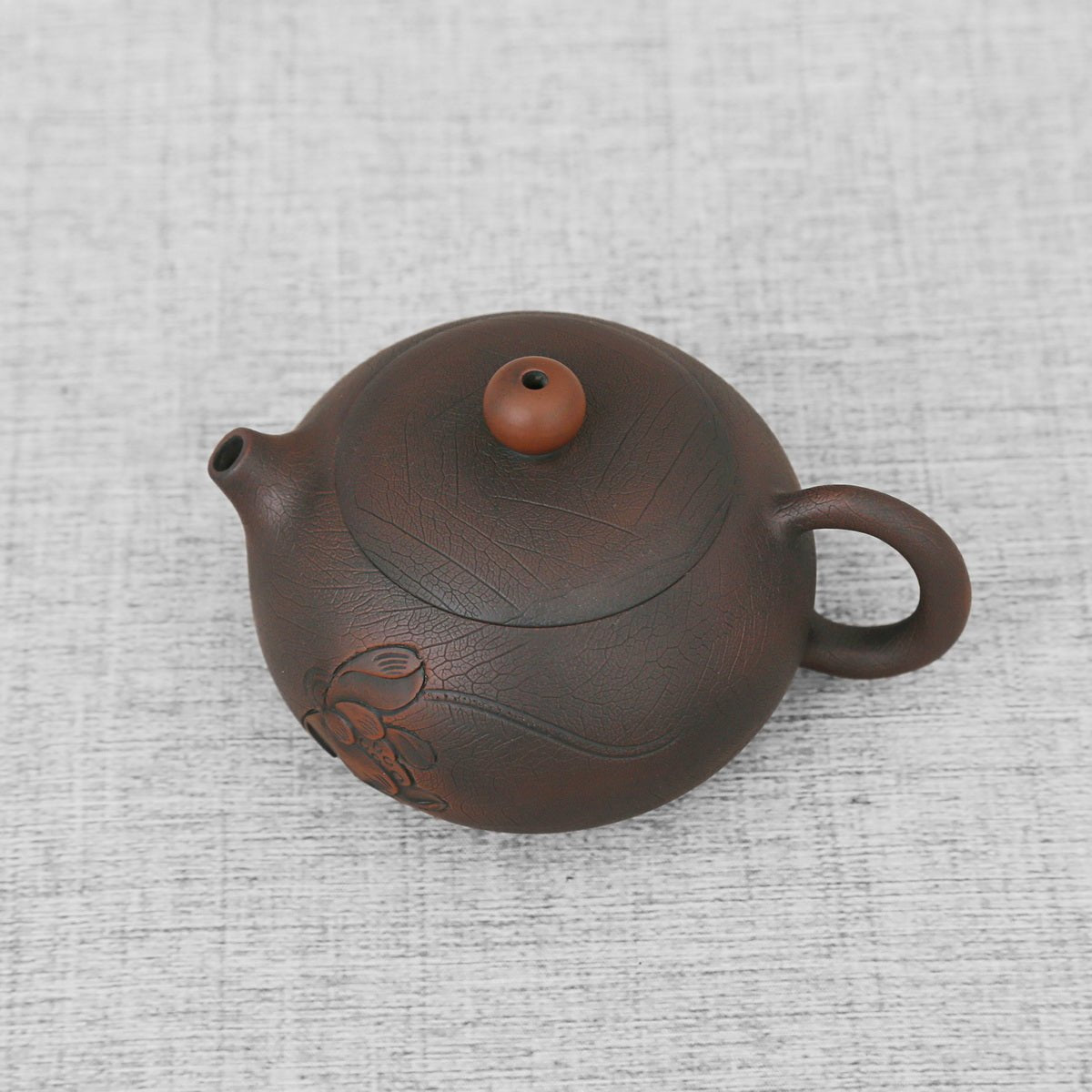 Handcraf Low Relief Lotus Jian Shui Purple Pottery Teapot - Taishan Tea Club