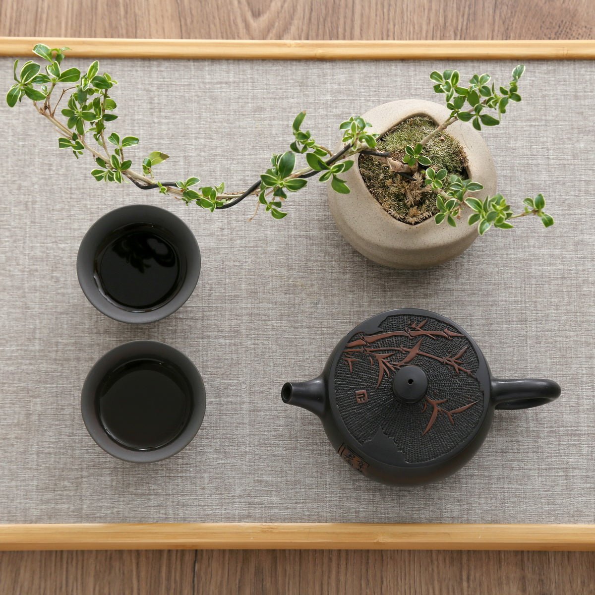 Handcraft Carving Bamboo And Characters Jian Shui Purple Pottery Single Teapot - Taishan Tea Club