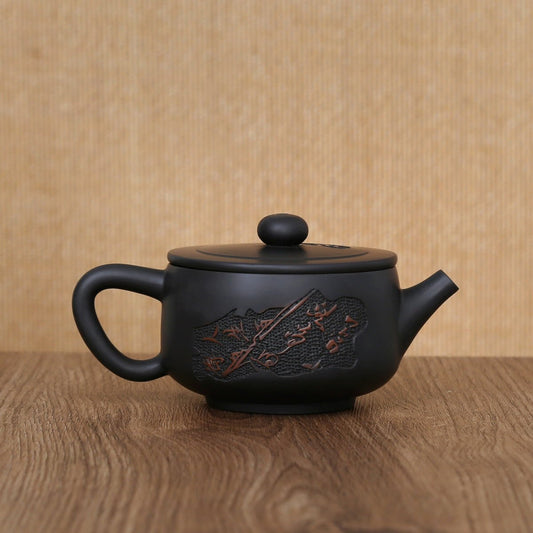 Handcraft Carving Character Jian Shui Purple Pottery Teapot - Taishan Tea Club