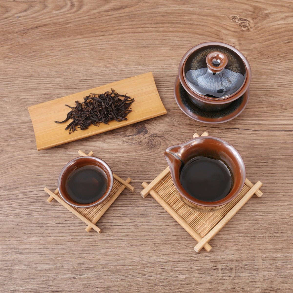 Hare's Fur Gradient Color Brown Dark red Jian Zhan Gift Tea Set - Taishan Tea Club