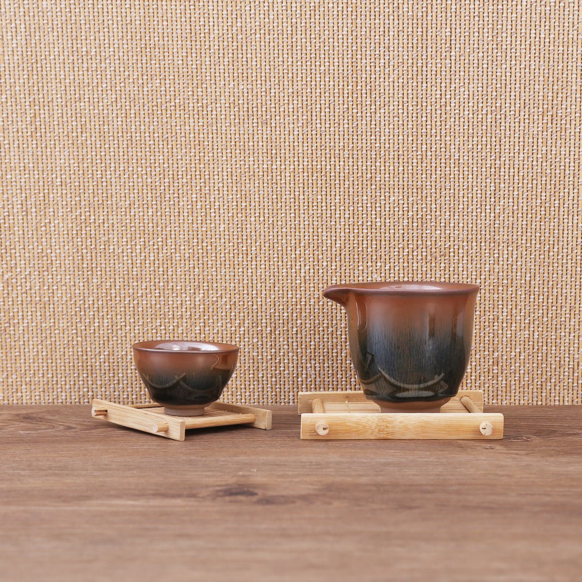 Hare's Fur Gradient Color Brown Dark red Jian Zhan Gift Tea Set - Taishan Tea Club