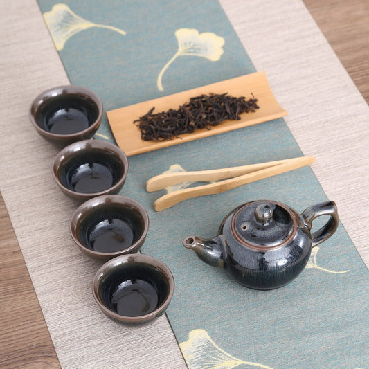 Jian Zhan Brown Hare's Fur Pattern Gift Tea Set - Taishan Tea Club