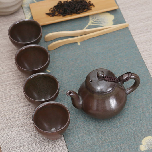 Jian Zhan Chai Kiln Dark Brown Gift Tea Set - Taishan Tea Club