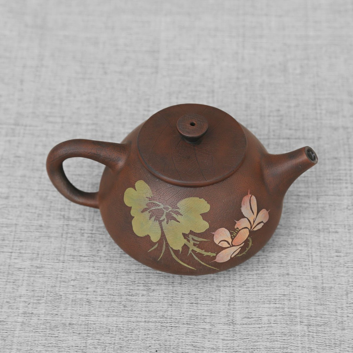 Jianshui Purple Pottery Colored Clay Filling Flower Idioms Characters Handcraft Teapot - Taishan Tea Club