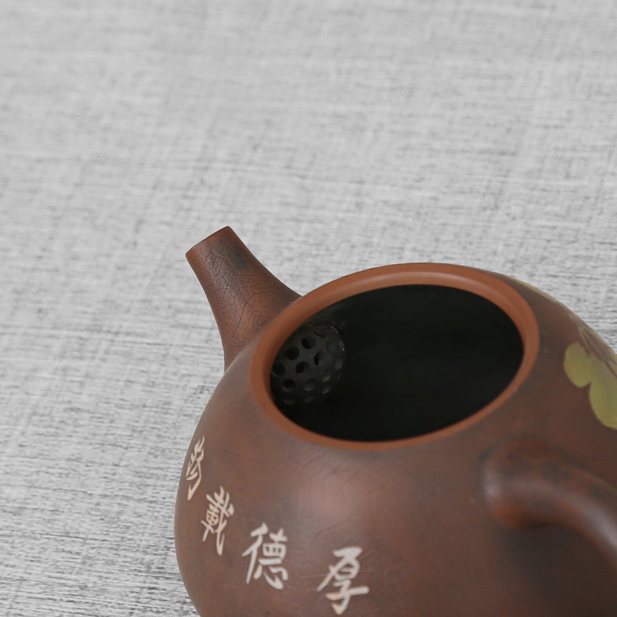 Jianshui Purple Pottery Colored Clay Filling Flower Idioms Characters Handcraft Teapot - Taishan Tea Club