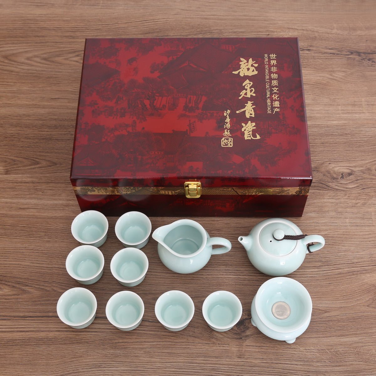 Longquan Celadon 2 Color Di Ware Gift Tea Set - Taishan Tea Club