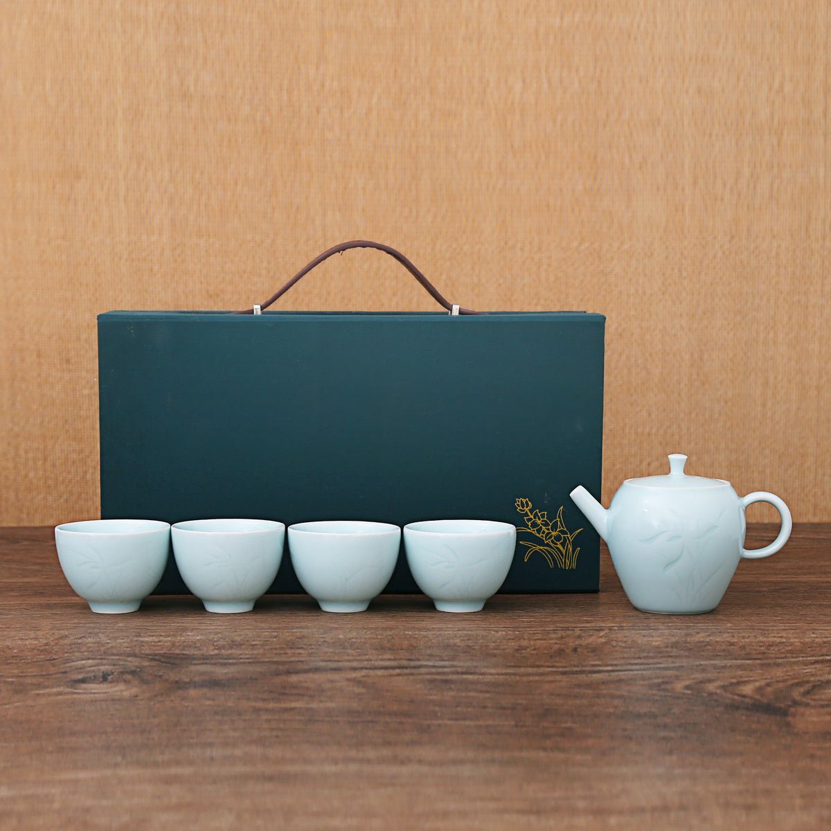 Longquan Celadon 3 Color Di Ware Orchid Flower Gift Tea Set - Taishan Tea Club