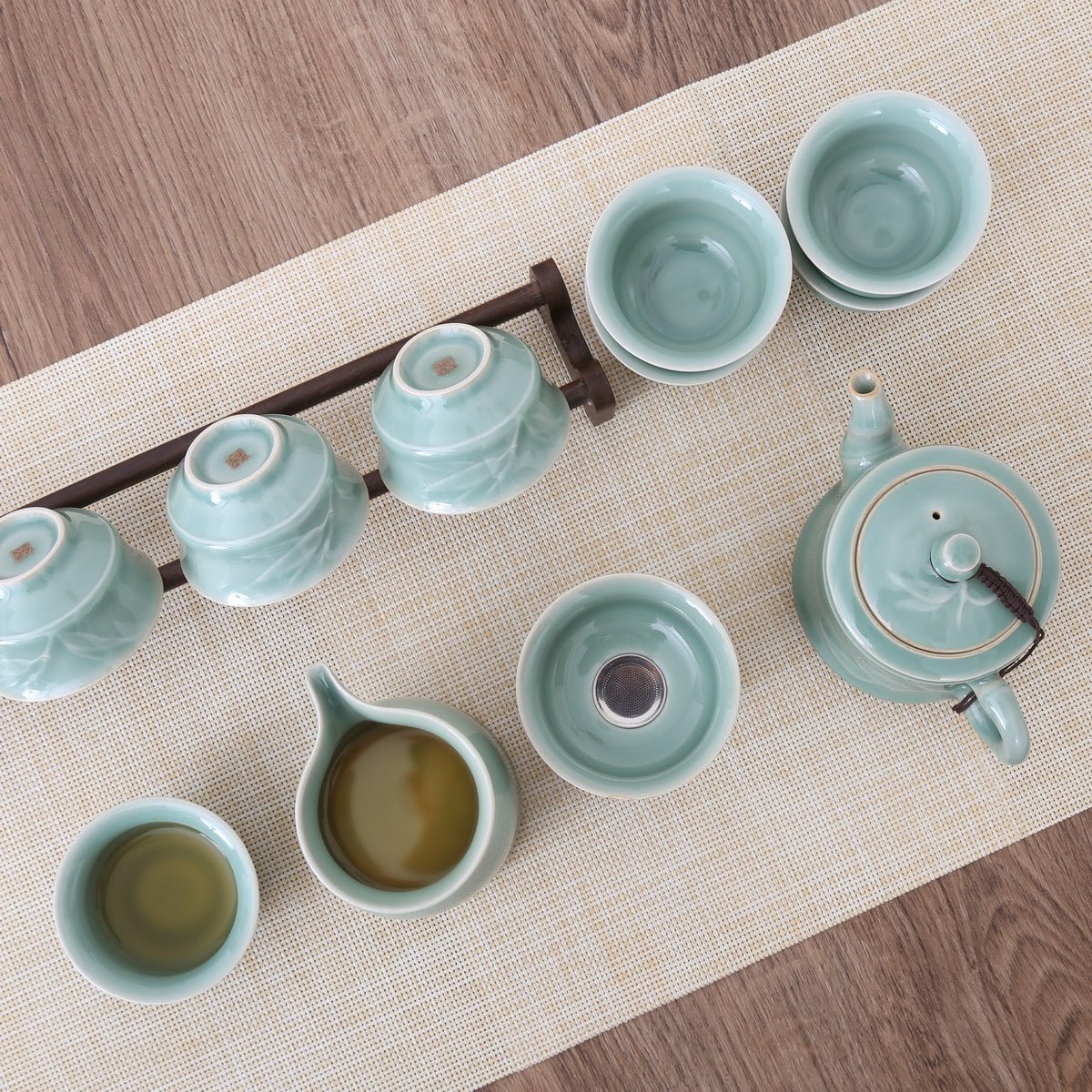 Longquan Celadon Blue bamboo Gift Tea Set - Taishan Tea Club