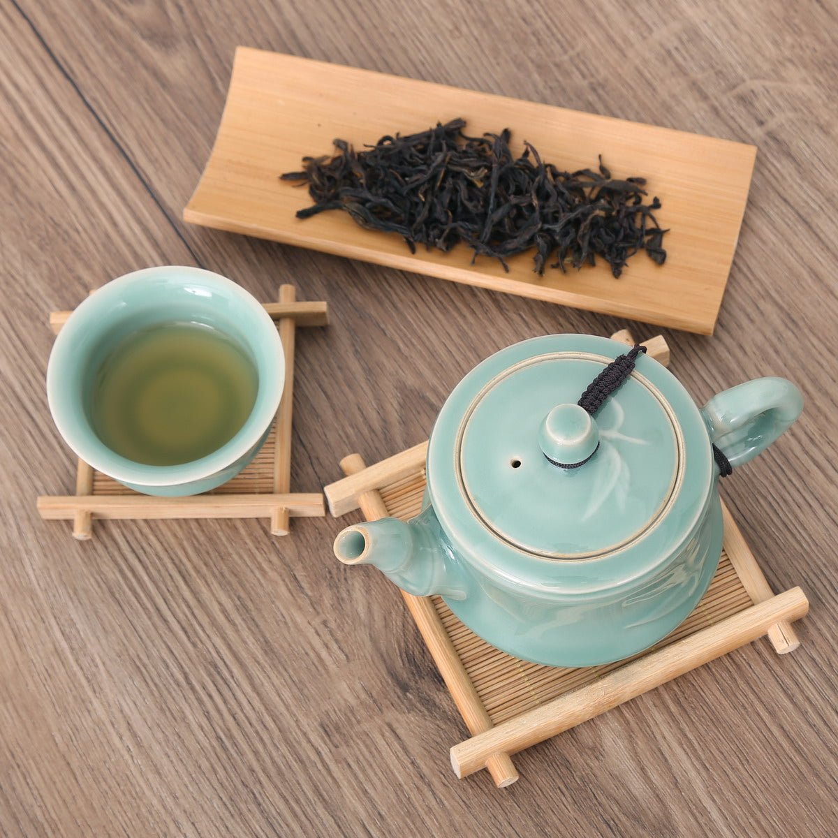 Longquan Celadon Blue bamboo Gift Tea Set - Taishan Tea Club