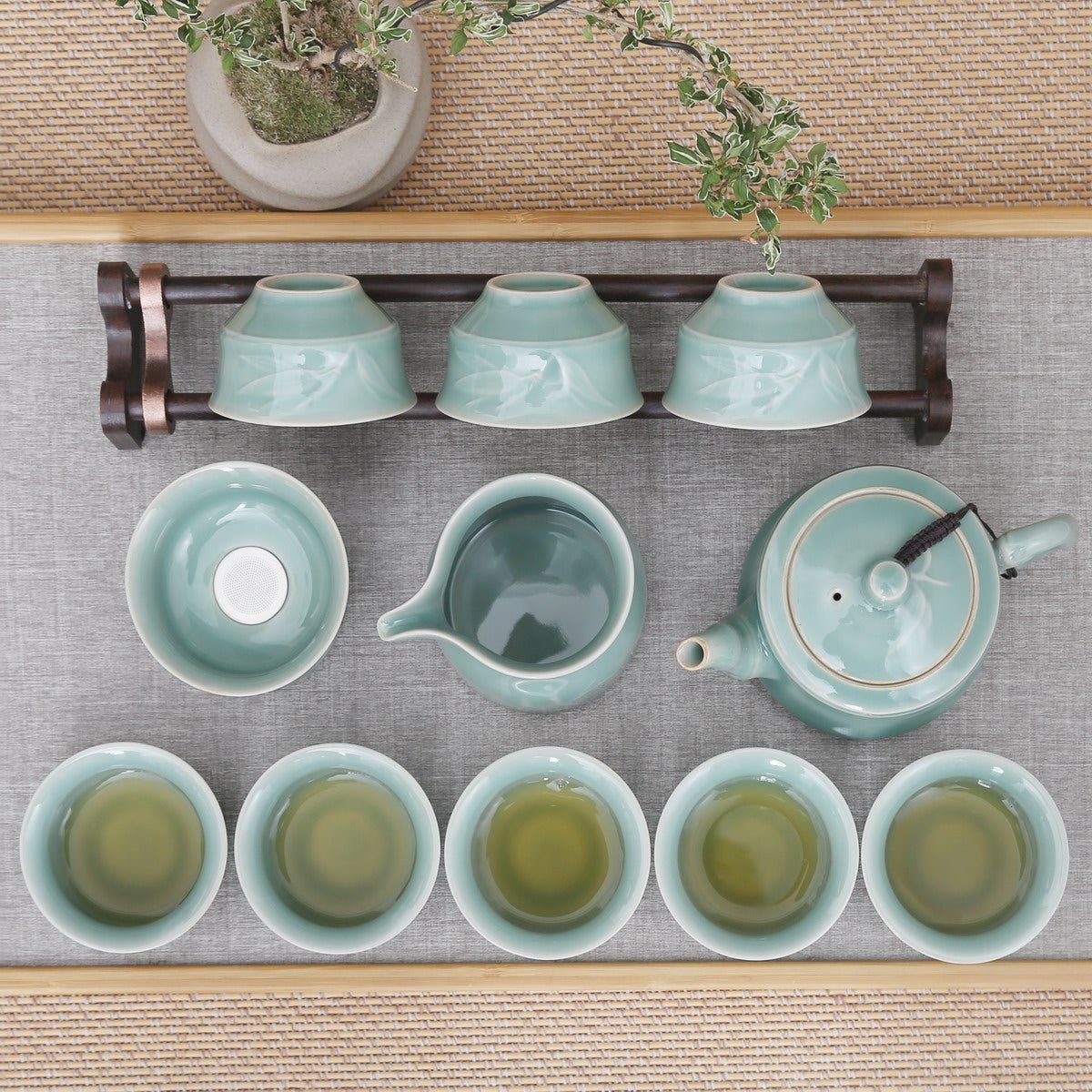 Longquan Celadon Blue bamboo Gift Tea Set - Taishan Tea Club