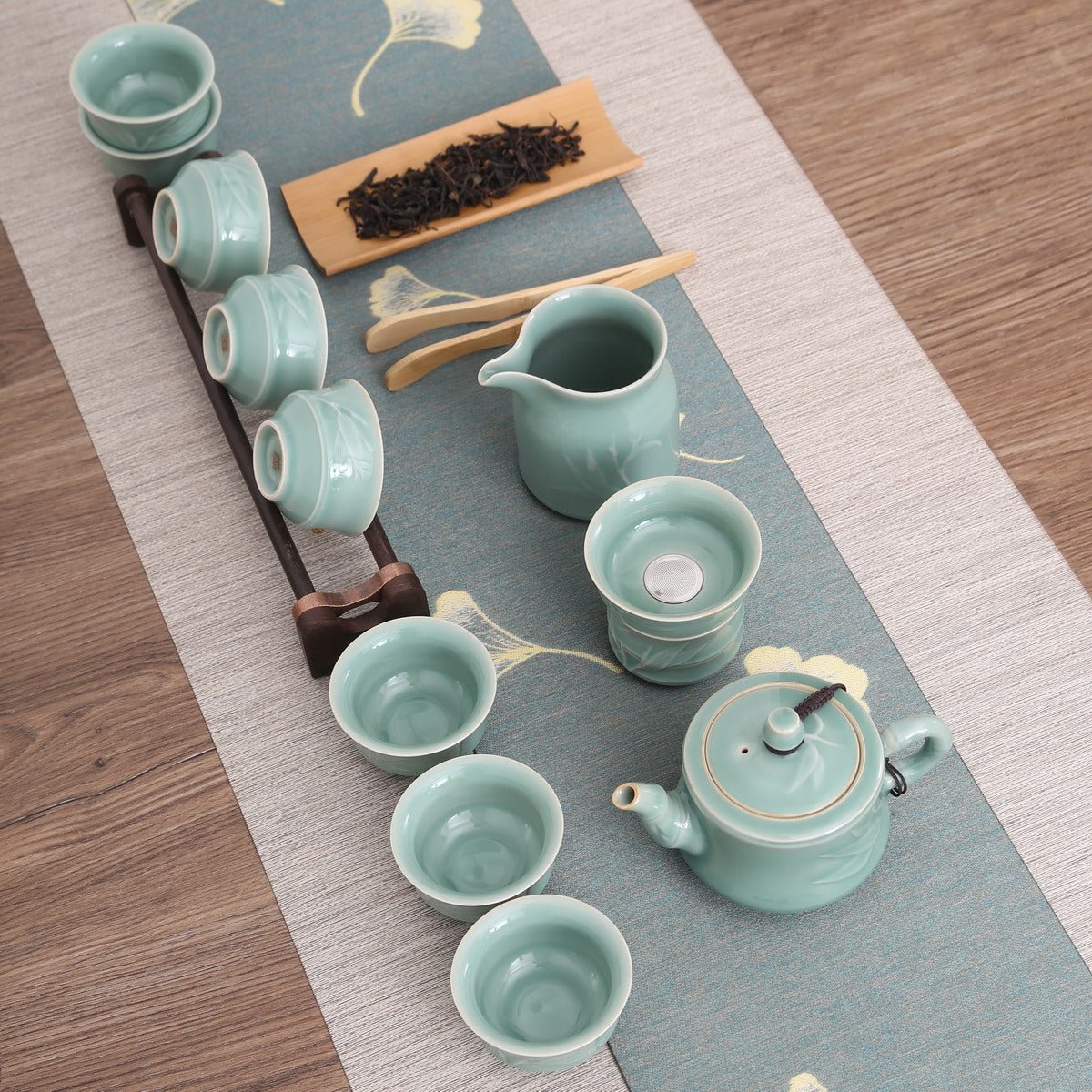 Longquan Celadon Blue bamboo Gift Tea Set - Taishan Tea Club