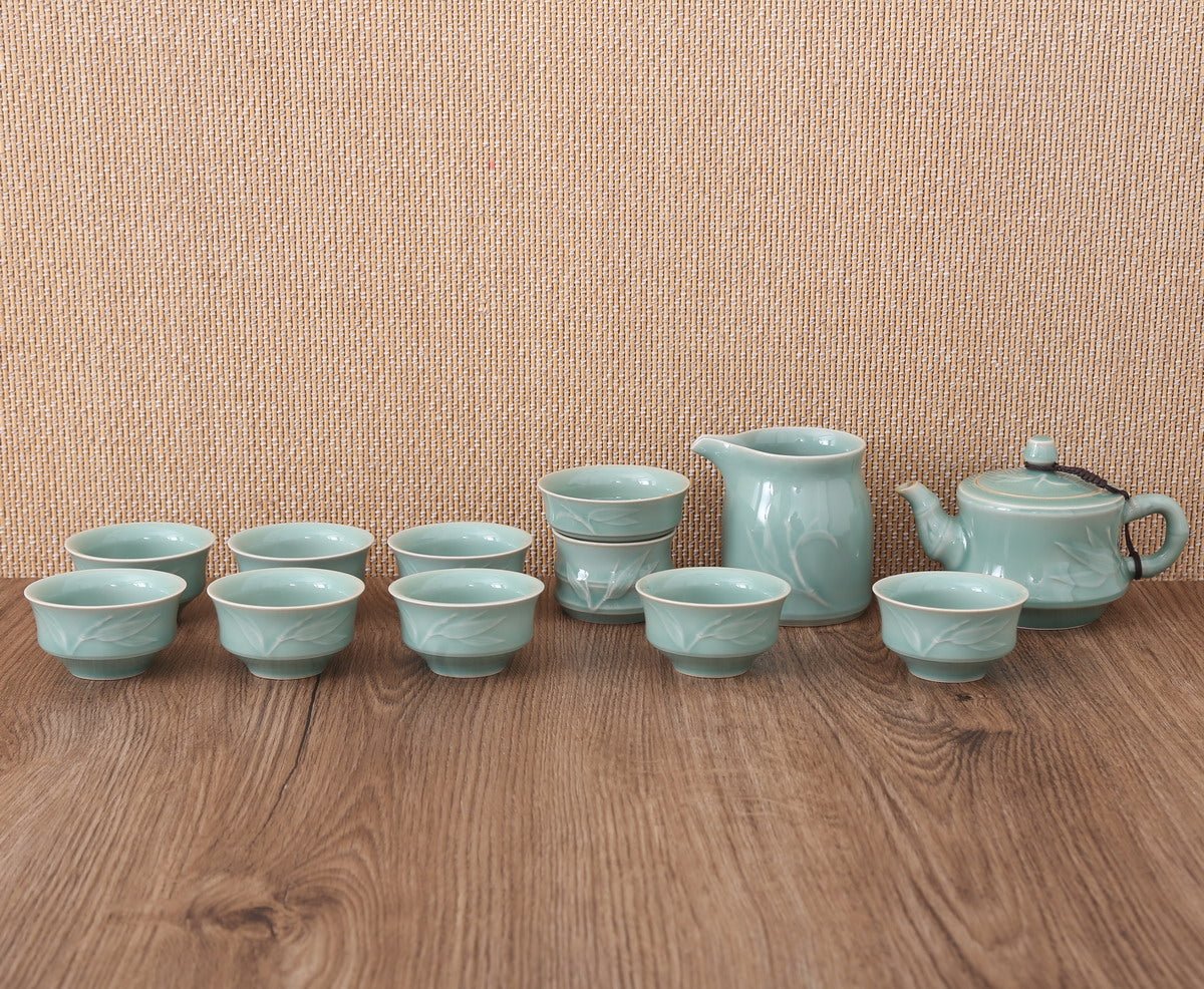 Longquan Celadon Blue bamboo Gift Tea Set - Taishan Tea Club