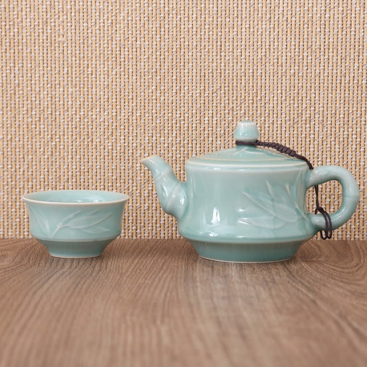 Longquan Celadon Blue bamboo Gift Tea Set - Taishan Tea Club