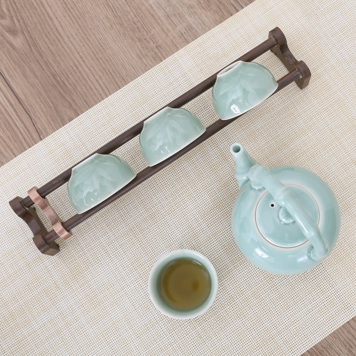 Longquan Celadon Blue Di Ware Bamboo Gift Tea Set - Taishan Tea Club