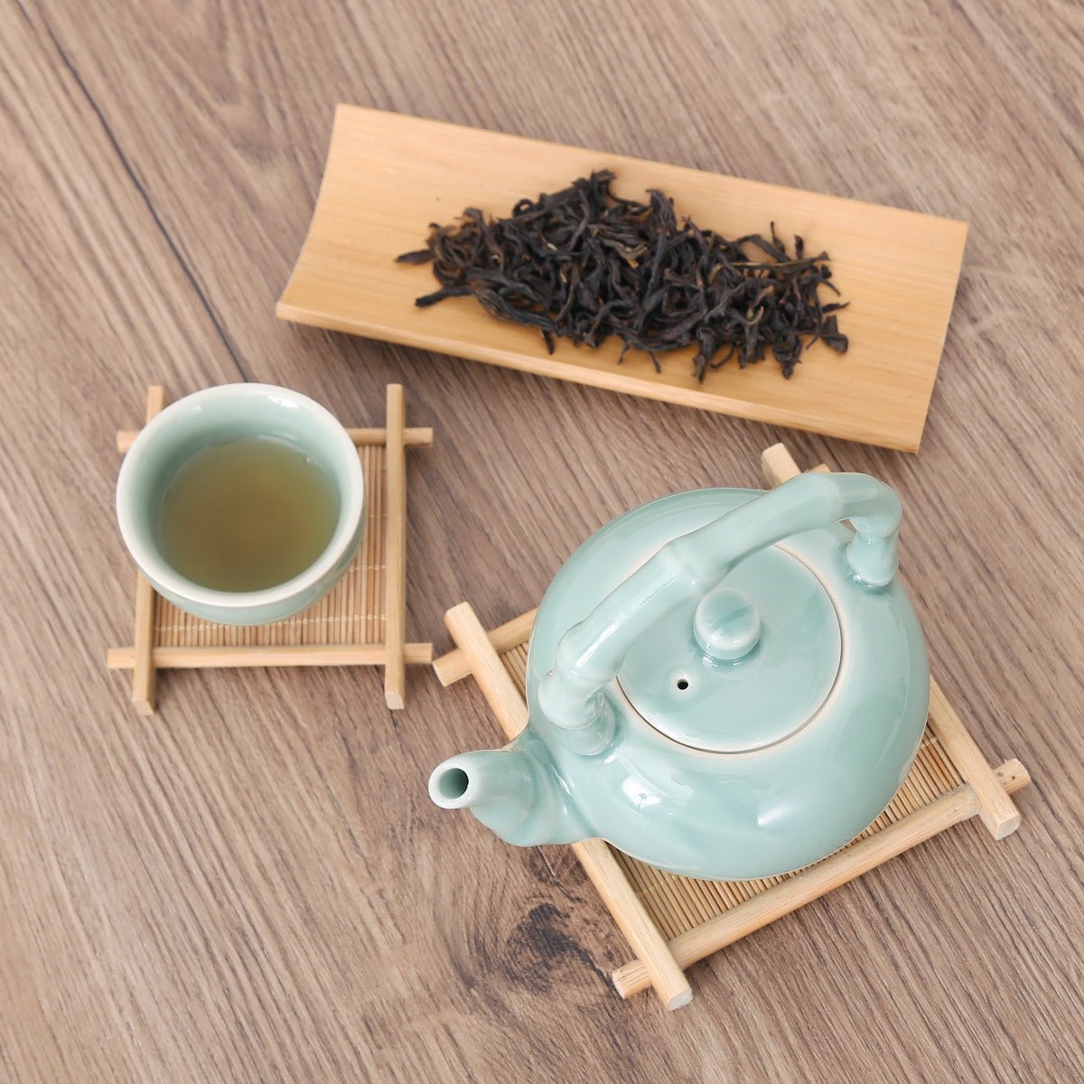 Longquan Celadon Blue Di Ware Bamboo Gift Tea Set - Taishan Tea Club