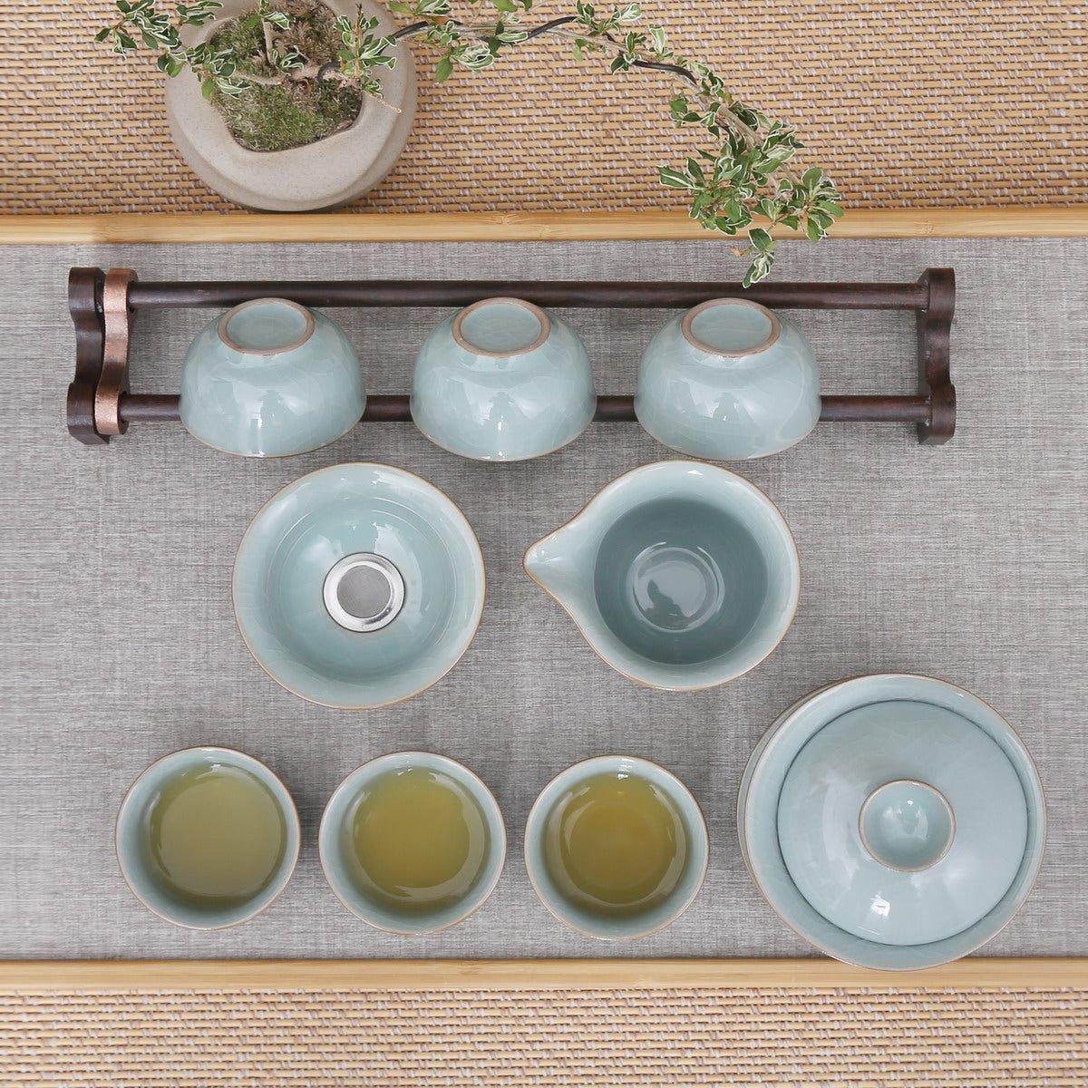 Longquan Celadon Blue Ge Ware Gaiwan Gift Tea Set - Taishan Tea Club