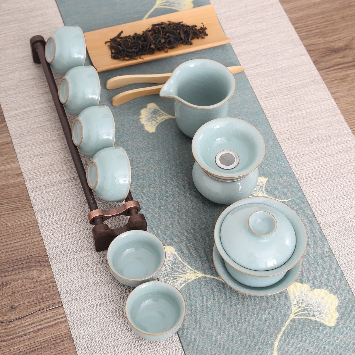 Longquan Celadon Blue Ge Ware Gaiwan Gift Tea Set - Taishan Tea Club