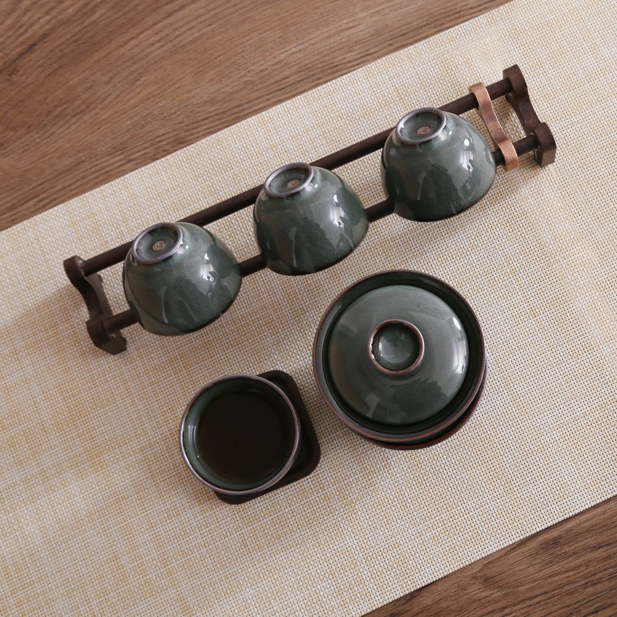 Longquan Celadon Dark Grey Gift Tea Set (Iron Mud) - Taishan Tea Club