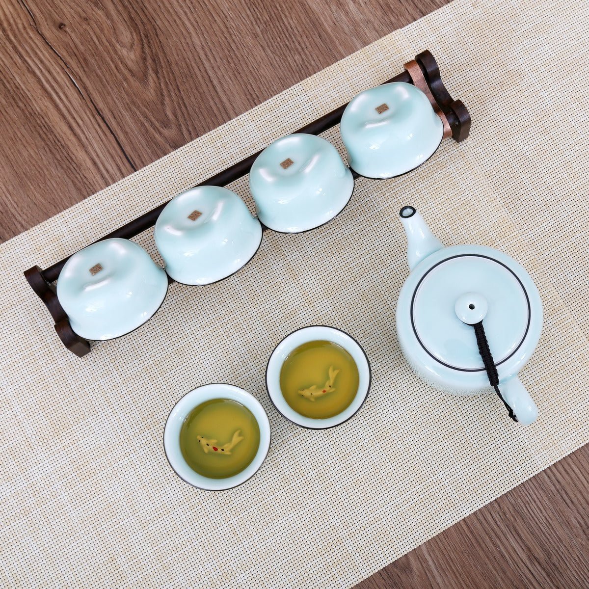 Longquan Celadon Fish Teacup Gift Tea Set - Taishan Tea Club