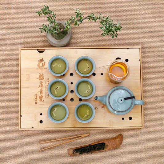 Longquan Celadon Fish Teacup Gift Tea Set - Taishan Tea Club