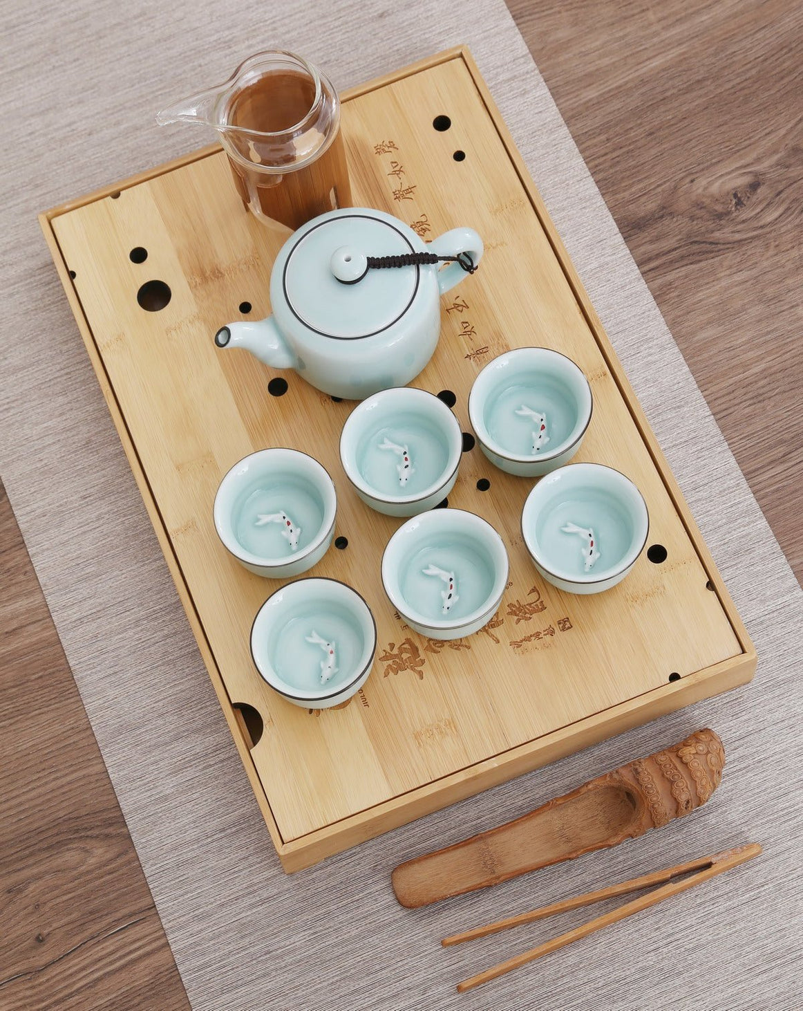 Longquan Celadon Fish Teacup Gift Tea Set - Taishan Tea Club