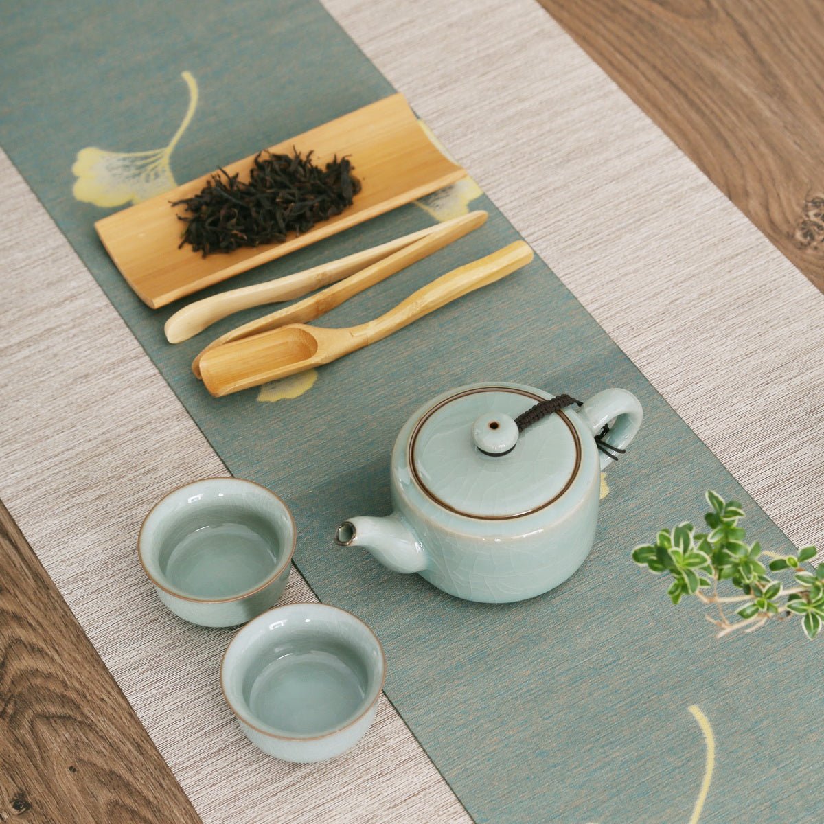 Longquan Celadon Ge ware 2 Wide Cups Gift Tea Set - Taishan Tea Club