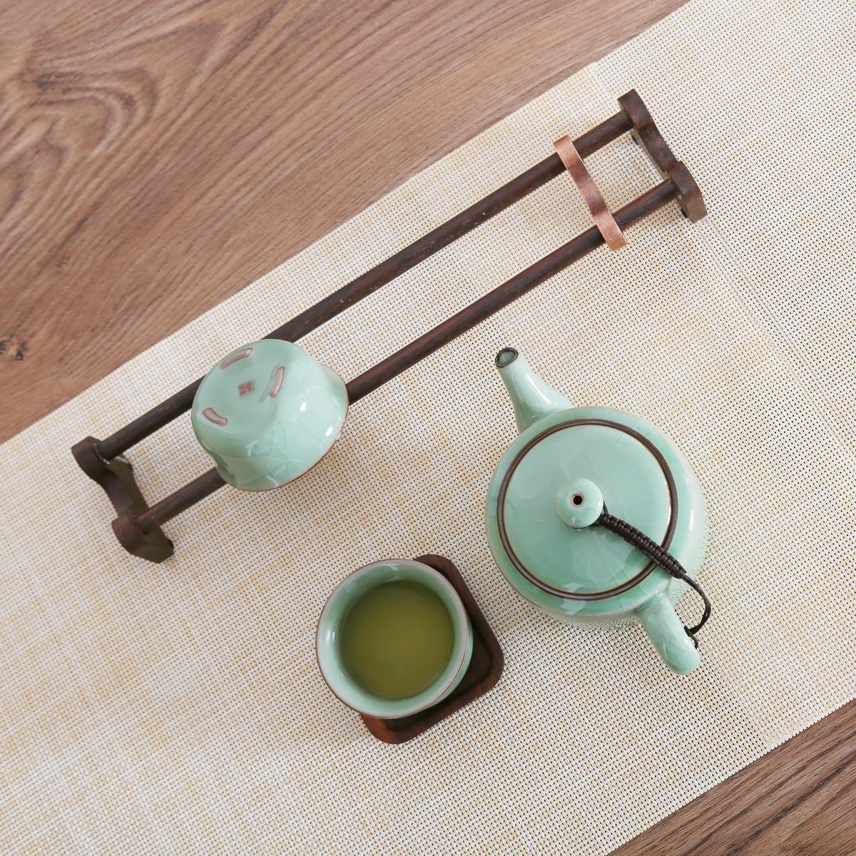 Longquan Celadon Ge ware 2 Wide Cups Gift Tea Set - Taishan Tea Club