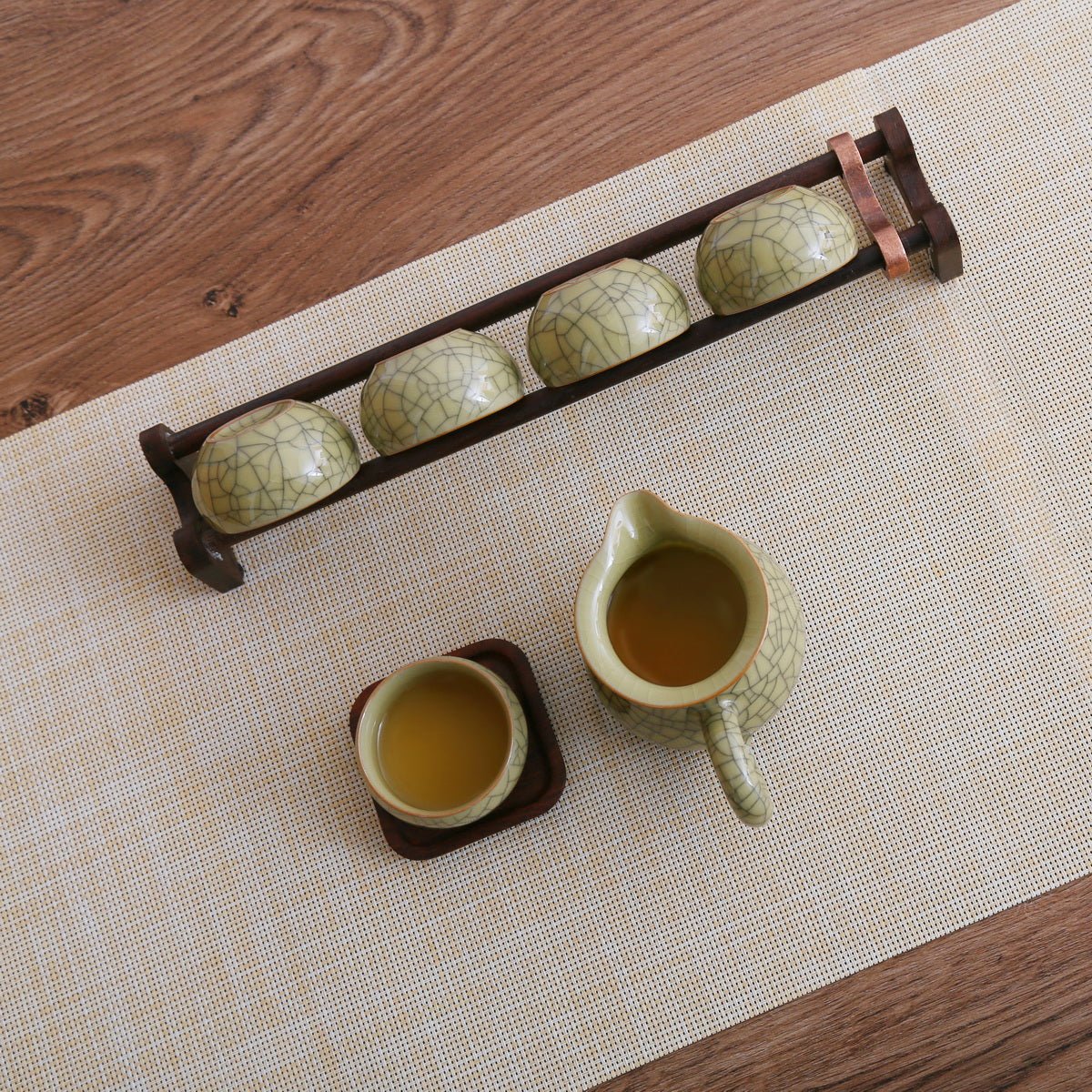 Longquan Celadon Ge Ware Yellow Crack Pattern Gift Tea Set - Taishan Tea Club