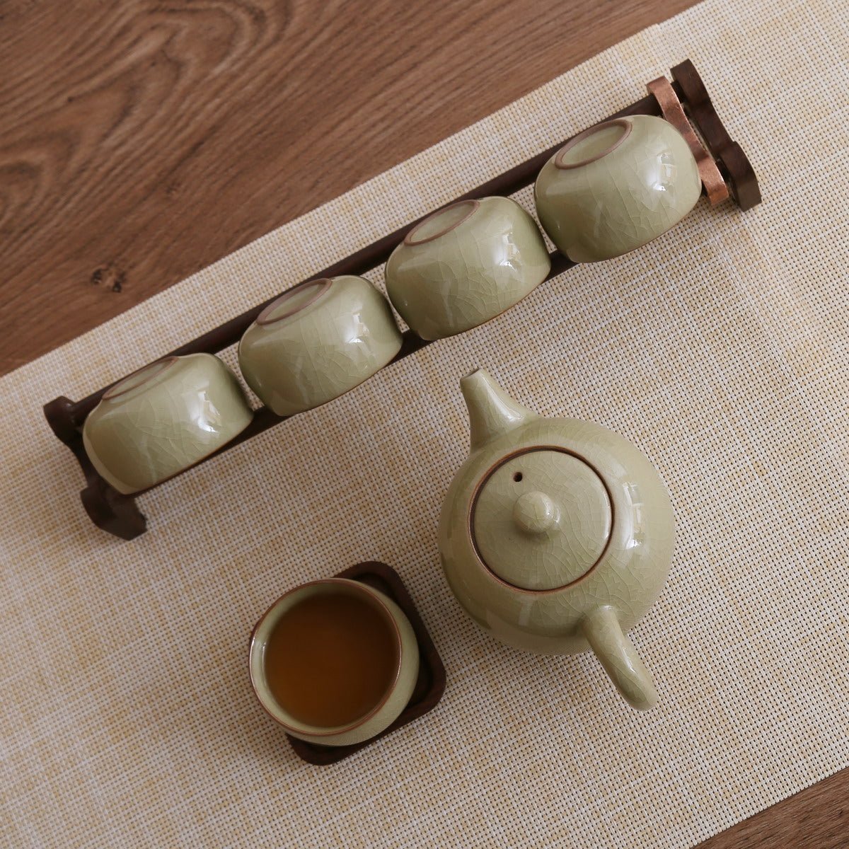 Longquan Celadon Ge Ware Yellow Gift Tea Set - Taishan Tea Club