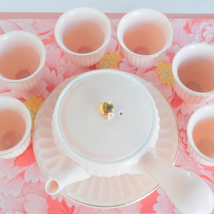Porcelain Cherry Blossoms Pink Gift Tea Set - Taishan Tea Club