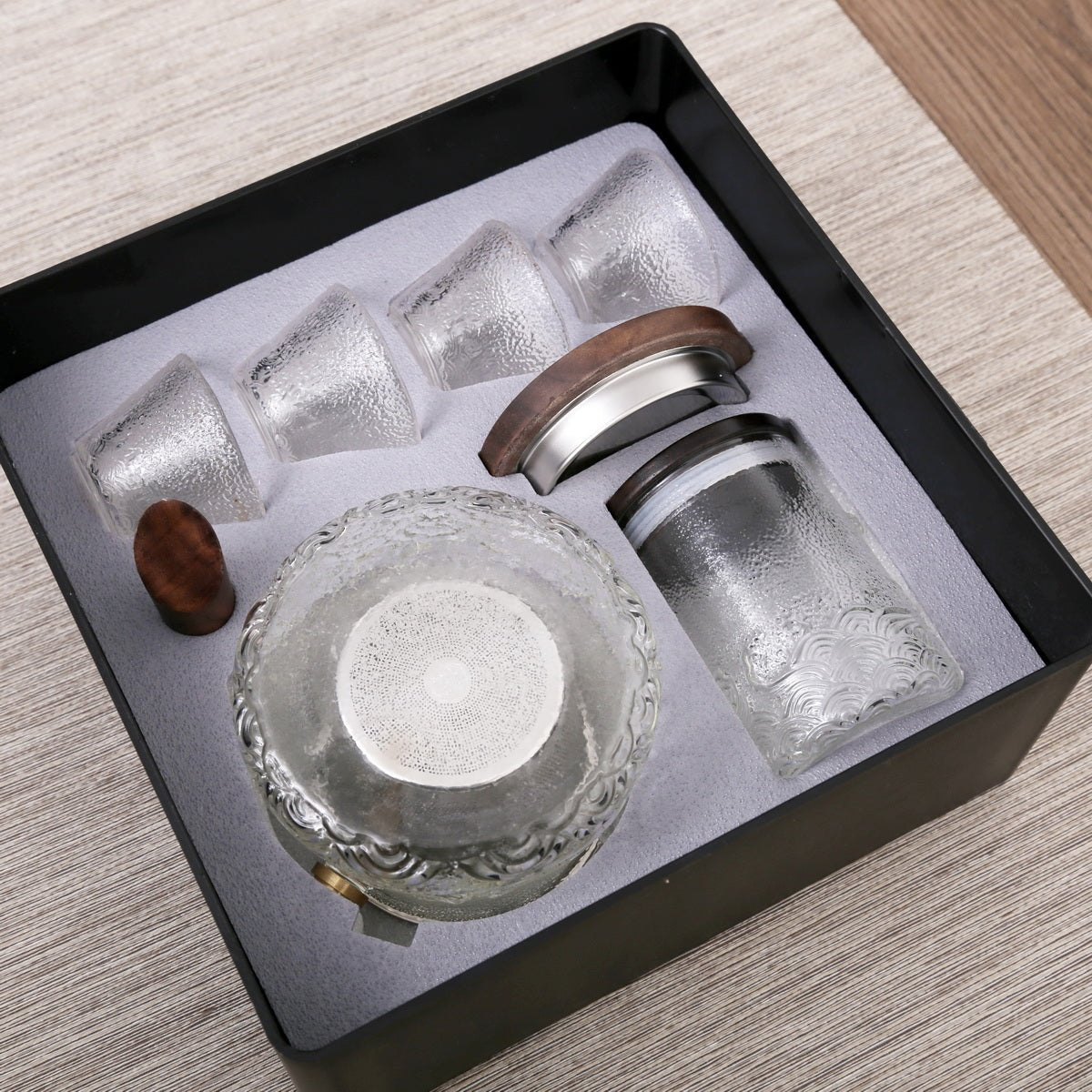 Sea Wave Glass Travel tea set - Taishan Tea Club