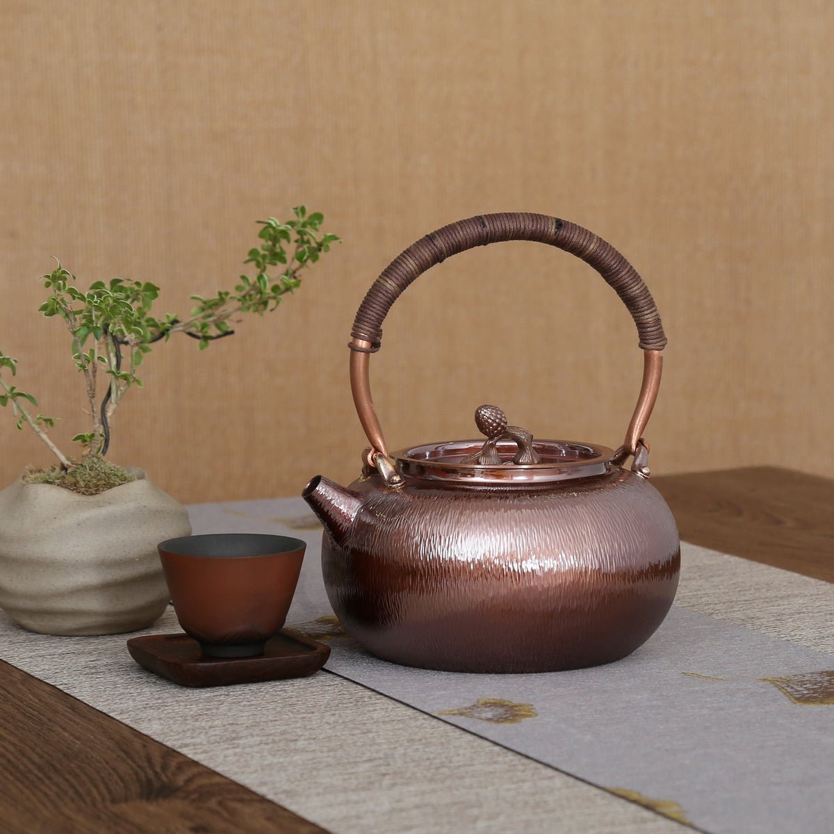 Stripe Pattern Copper Tea Kettle - Taishan Tea Club