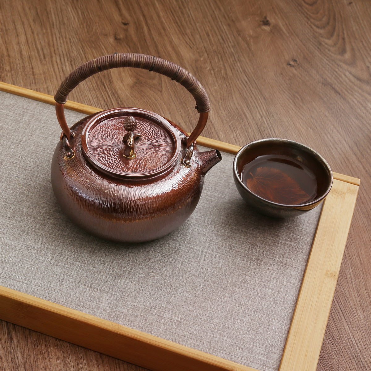 Stripe Pattern Copper Tea Kettle - Taishan Tea Club