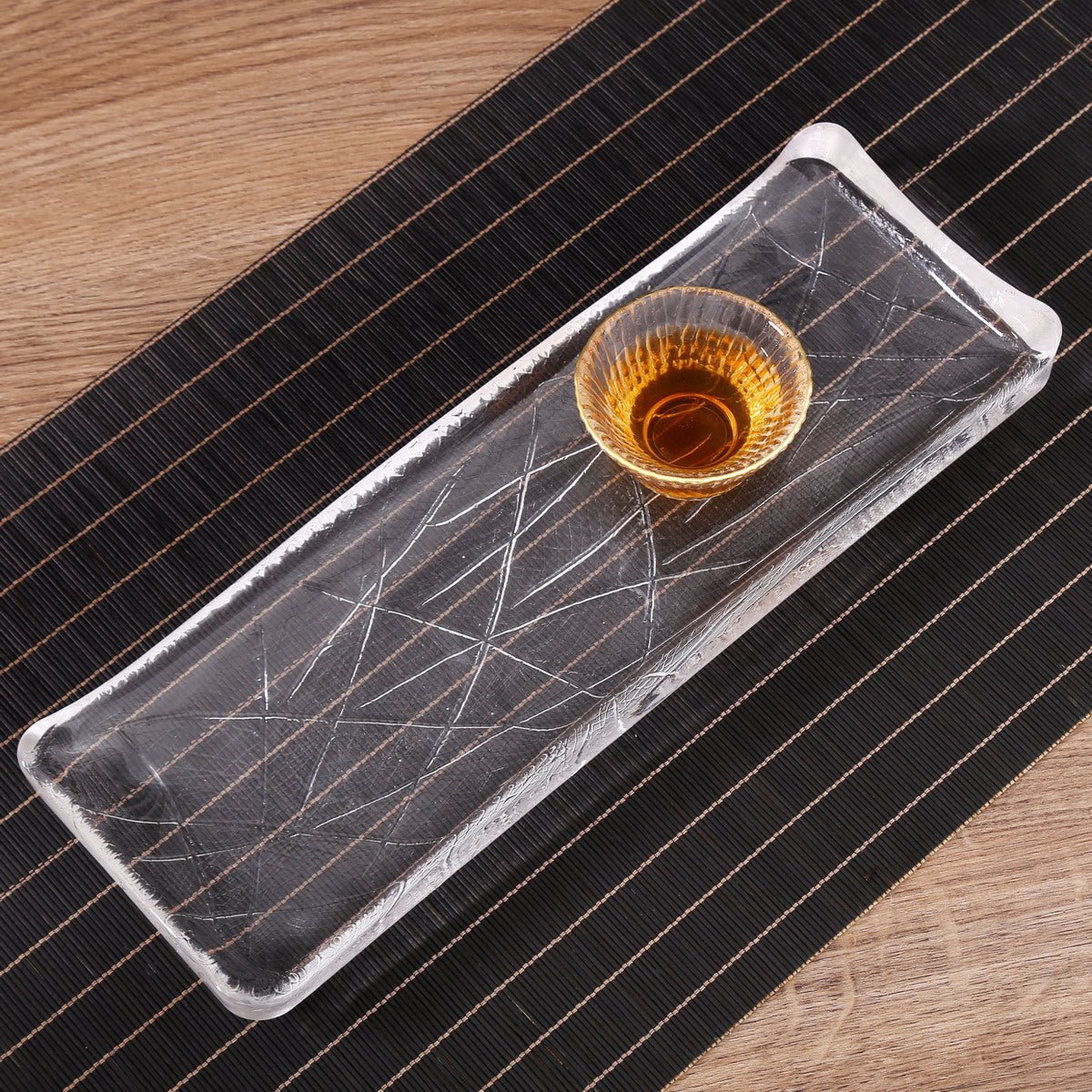 Transparent Glass 33.5cm Middle Size Tea Tray - Taishan Tea Club