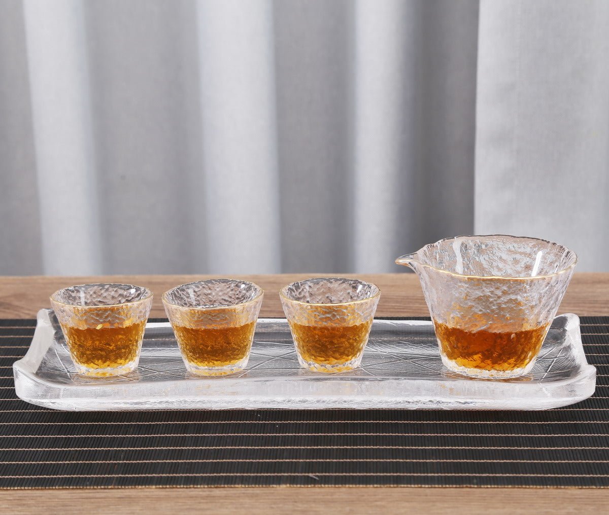 Transparent Glass 33.5cm Middle Size Tea Tray - Taishan Tea Club