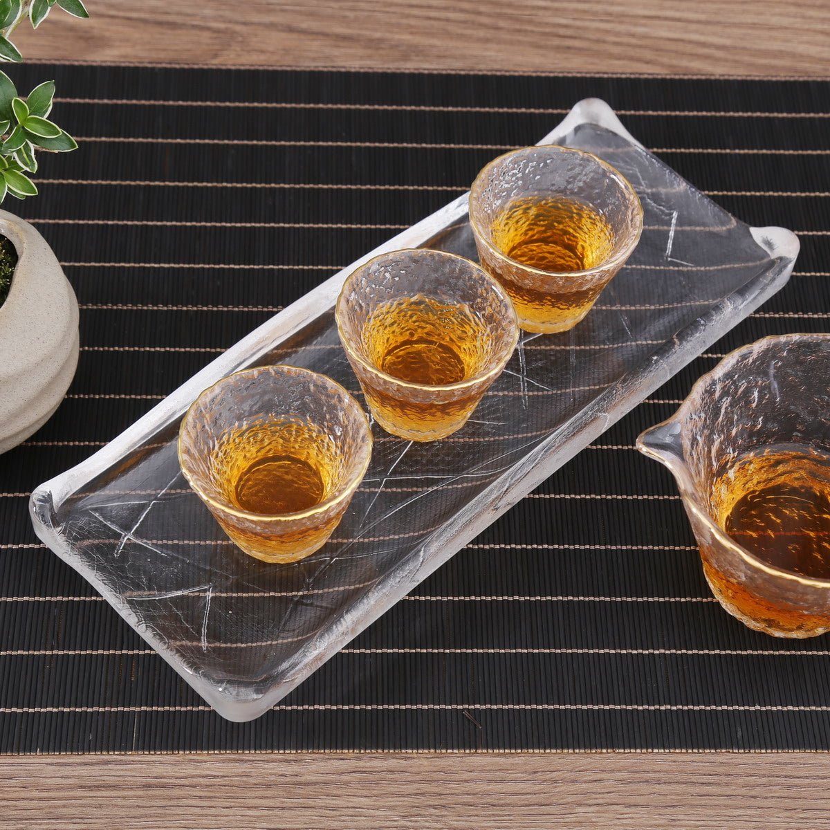 Transparent Glass 33.5cm Middle Size Tea Tray - Taishan Tea Club