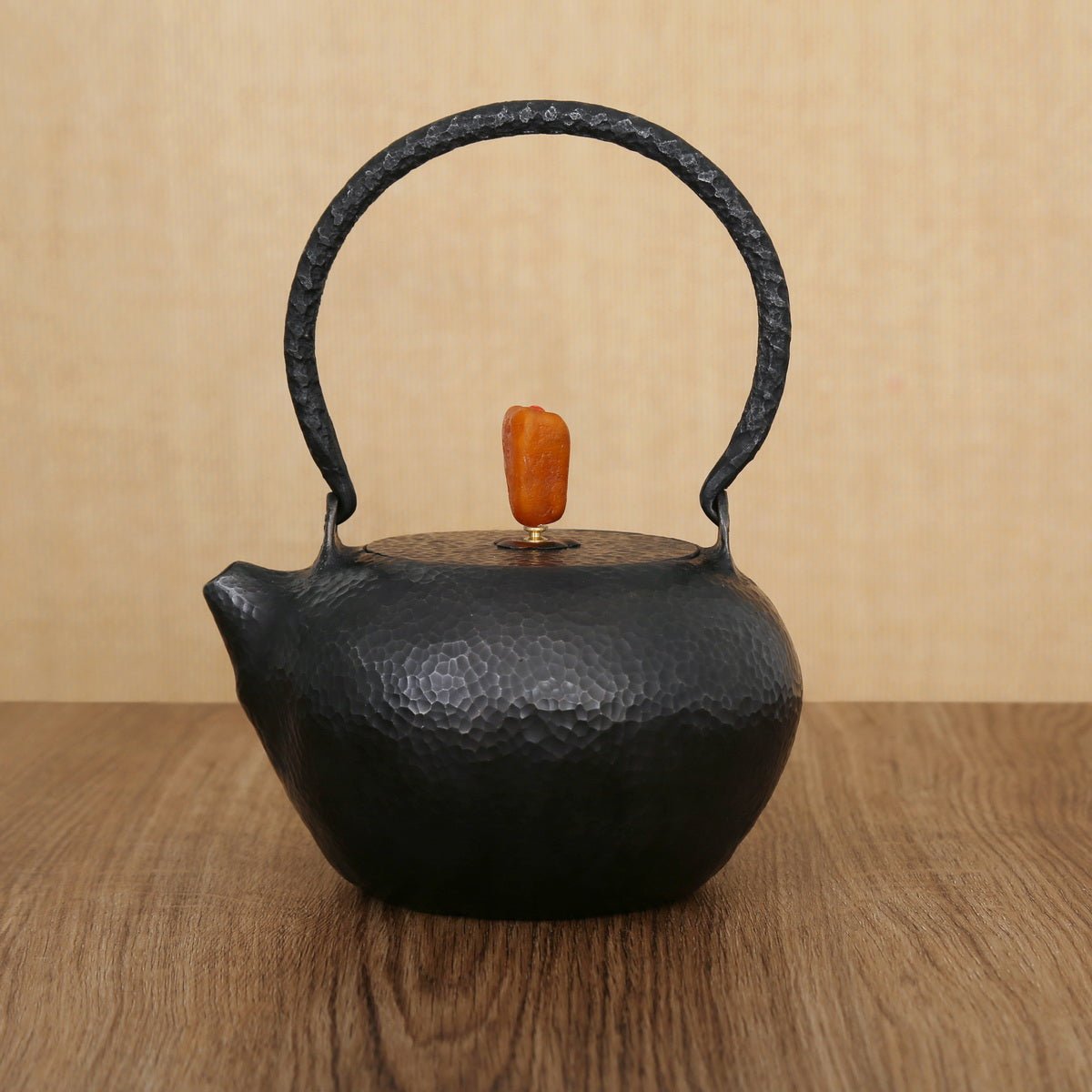 TS Iron Handcraft Iron Kettle (wrought iron) - Large, Amber button - Taishan Tea Club