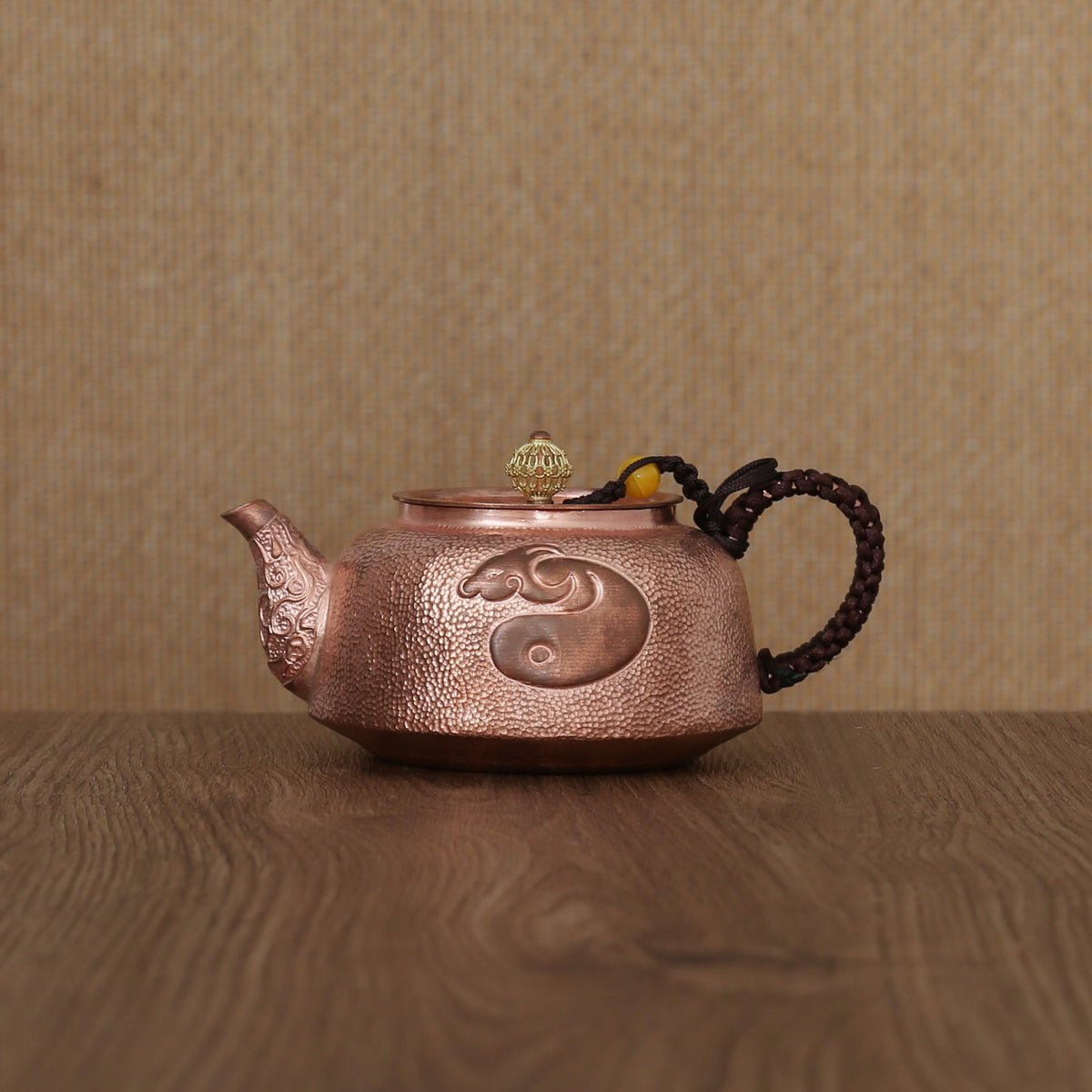 Vintage Chinese Idiom Lettering Cattle Copper Teapot - Taishan Tea Club