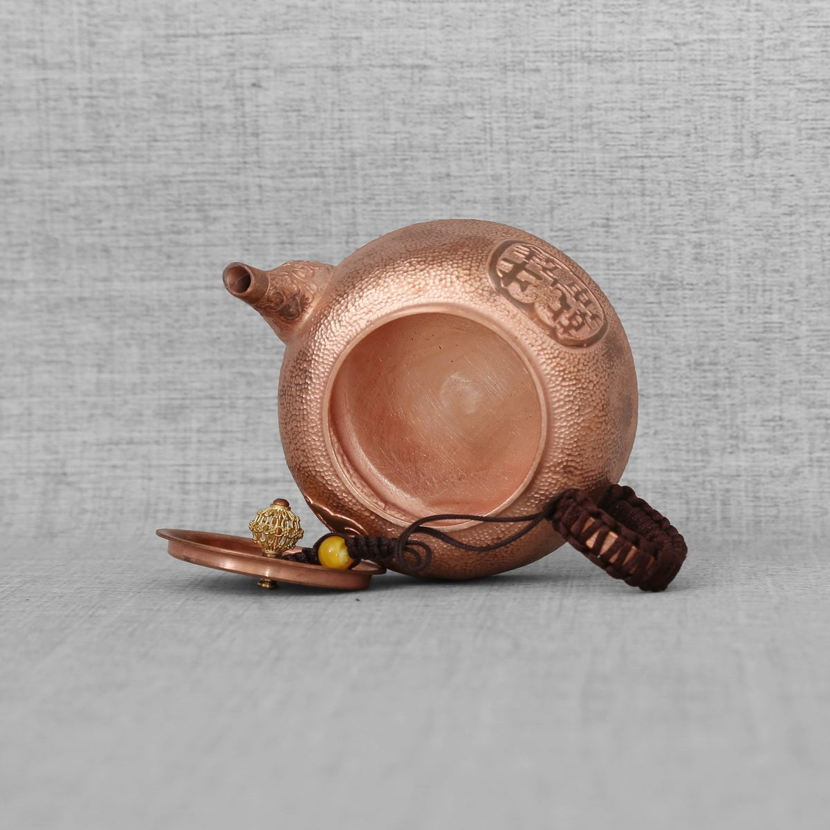 Vintage Chinese Idiom Lettering Cattle Copper Teapot - Taishan Tea Club